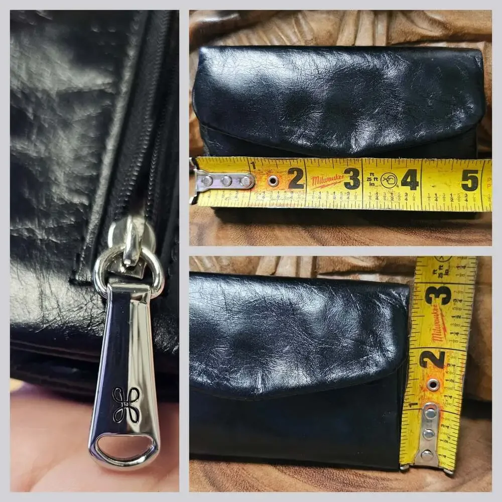 HOBO International Lacy Trifold Mini Wallet Black Vintage Leather NEW Minimalist